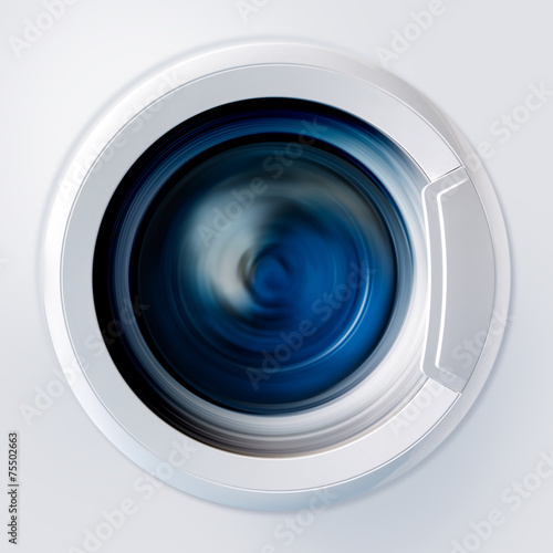 Washing machine with blue clothes