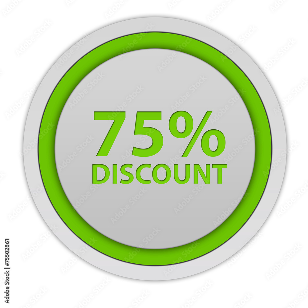 Discount 75 circular icon on white background Discount 75 circular icon on white background