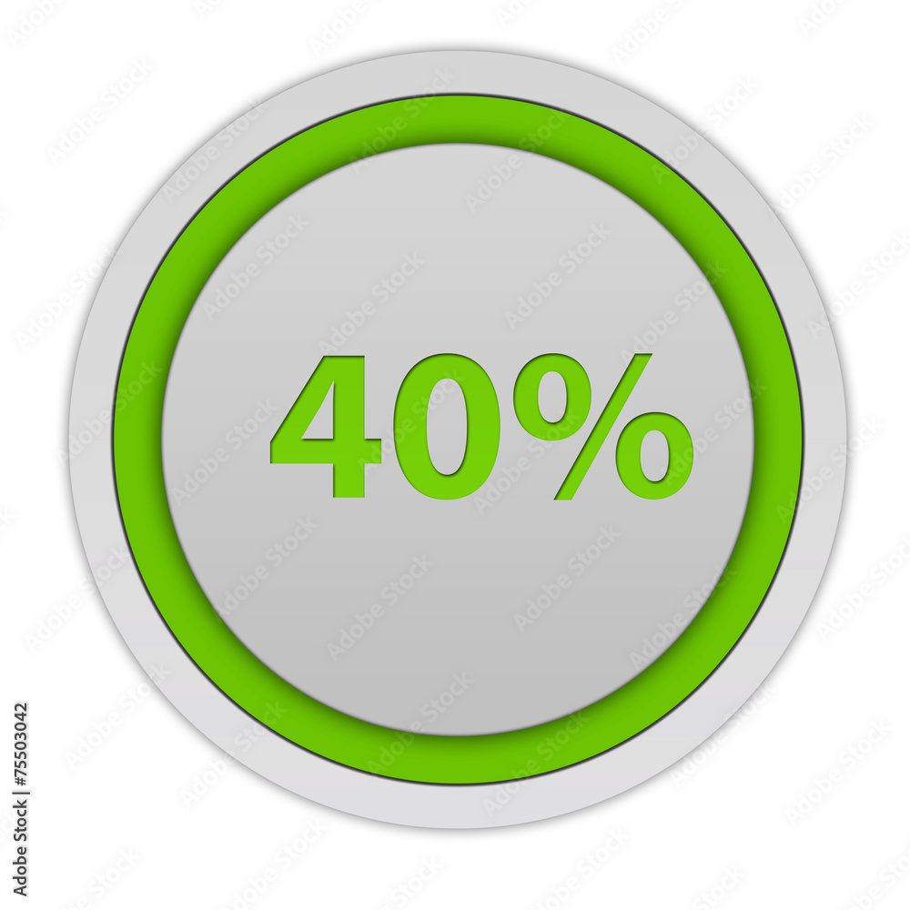 Fourty percent circular icon on white background Fourty percent circular icon on white background