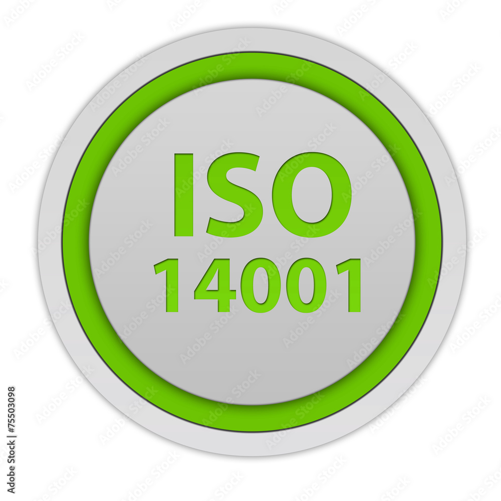 Iso 14001 circular icon on white background Iso 14001 circular icon on white background