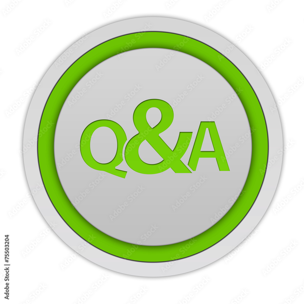 Q&A circular icon on white background