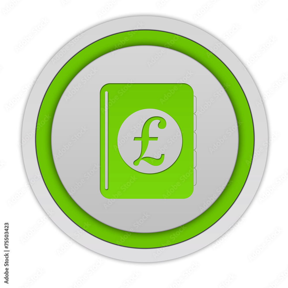 pound money book circular icon on white background