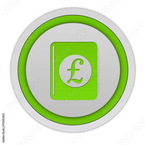 pound money book circular icon on white background