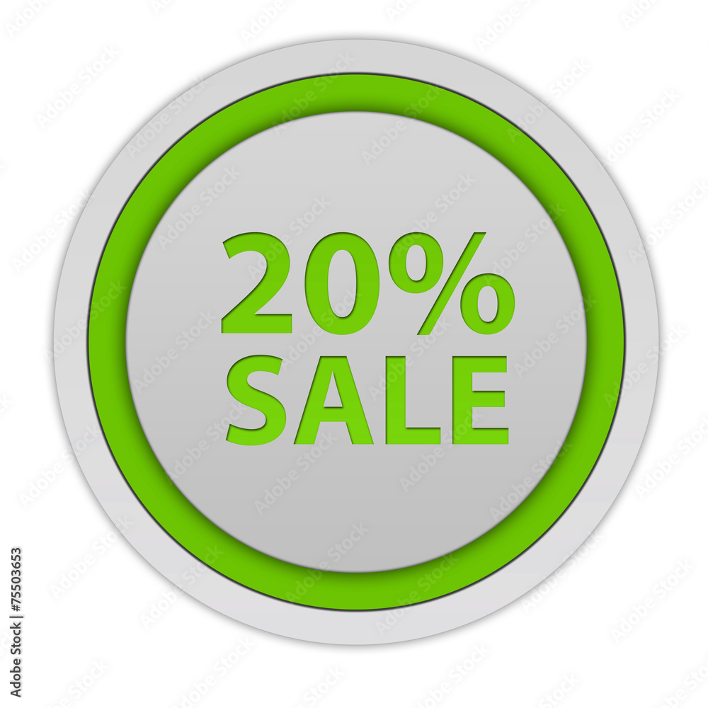 Sale twenty percent circular icon on white background Sale twenty percent circular icon on white background