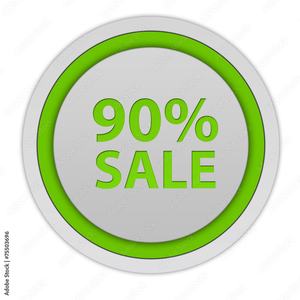 Sale ninety percent circular icon on white background Sale ninety percent circular icon on white background