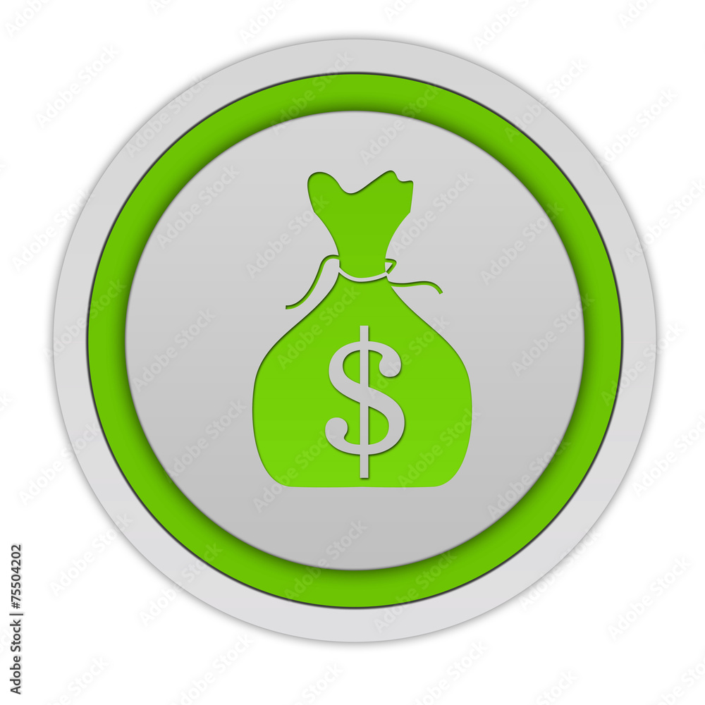 Dollar money bag circular icon on white background Dollar money bag circular icon on white background