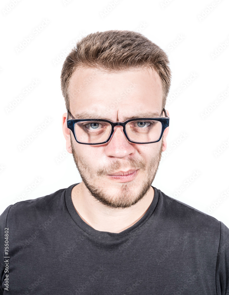 young man taking a selfie photo. Isolated on white background young man taking a selfie photo. Isolated on white background