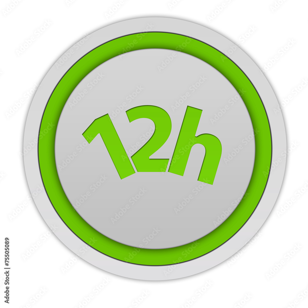 12 hours circular icon on white background
