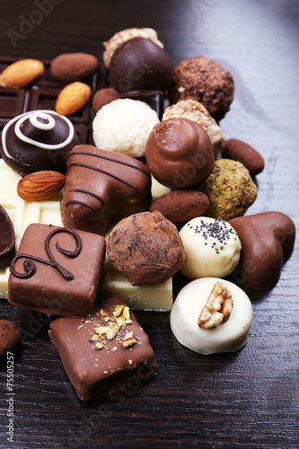 Group of sweet chocolate truffles