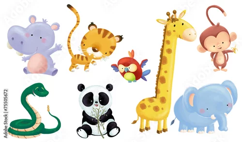 Naklejka na ścianę dziecko dzikie zwierzęta