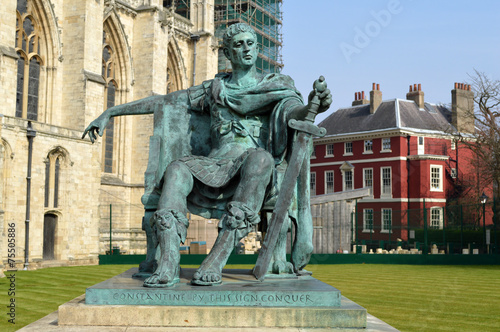 Bronze statue of Constantine the Great in the courtyard in York