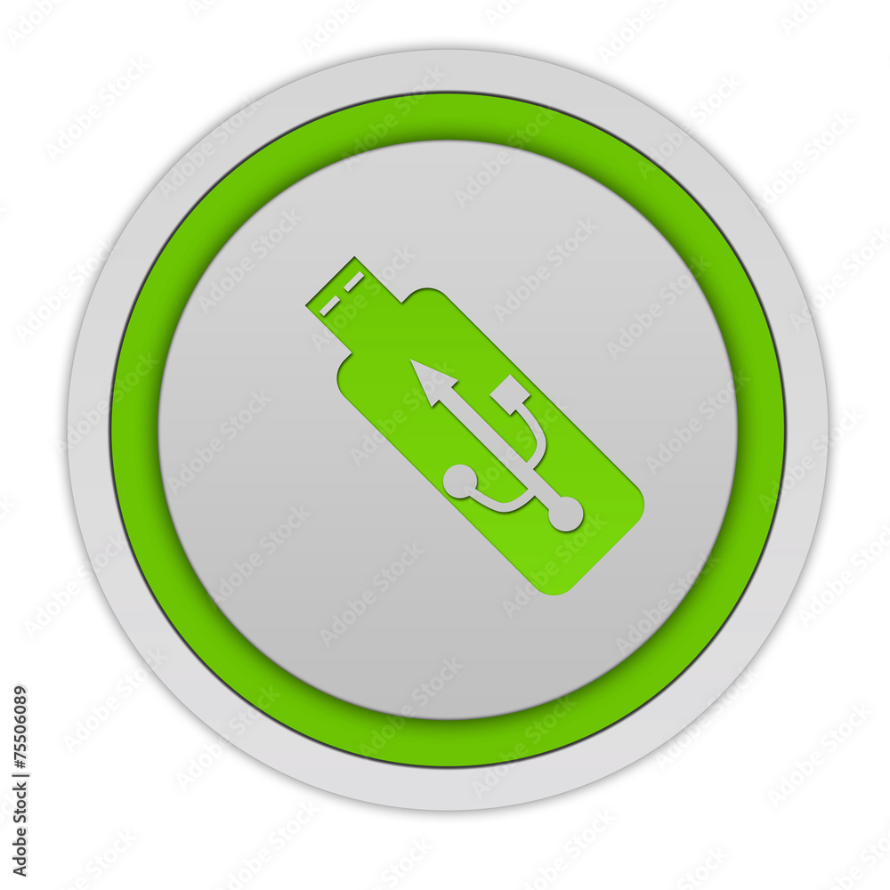 Usb circular icon on white background Usb circular icon on white background