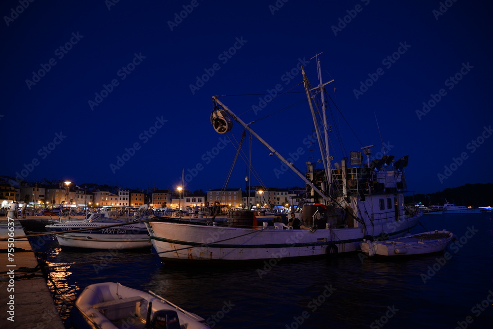 Boot im Hafen von Rovinj, Kroatien