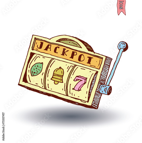 slot machine, hand drawn vector illustration.