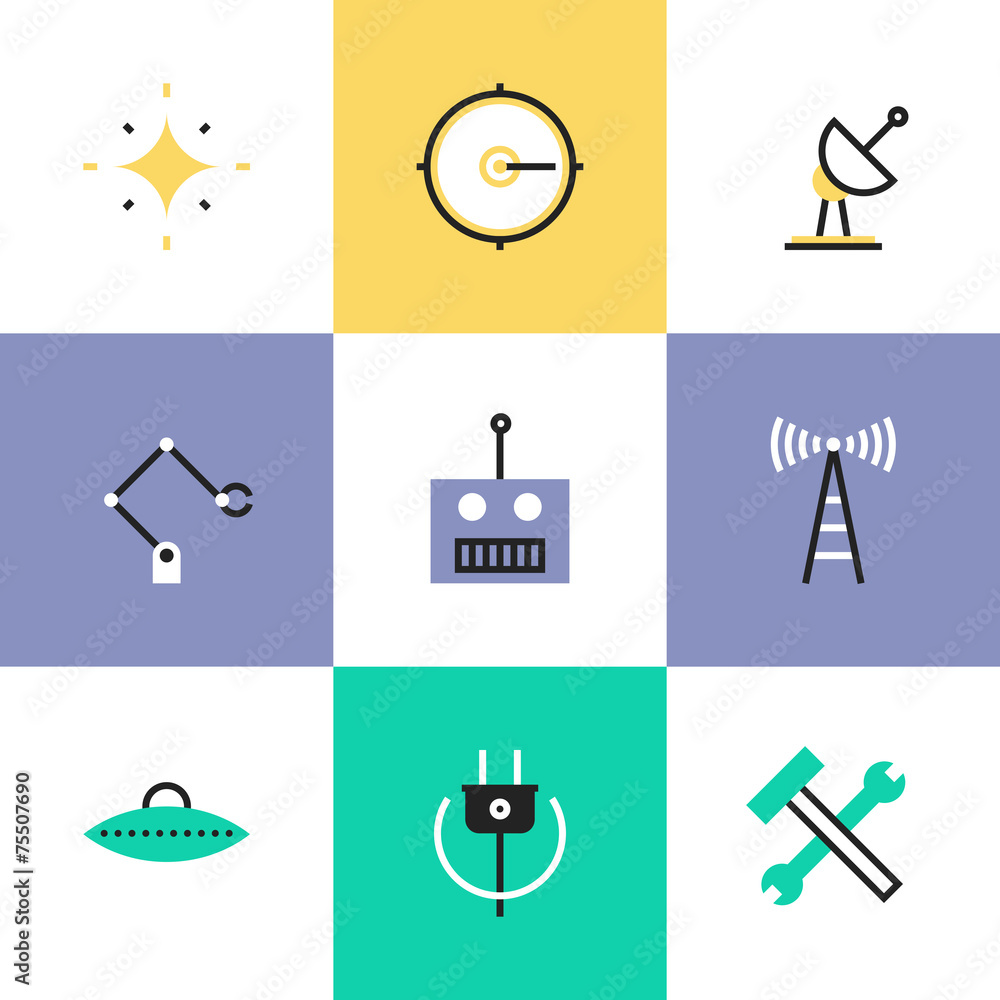Robotics and science pictogram icons set Robotics and science pictogram icons set