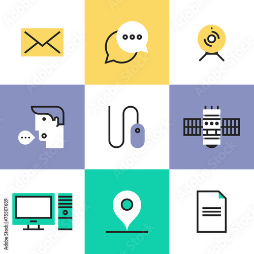 Communication technology pictogram icons set