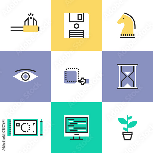 Creative workflow pictogram icons set