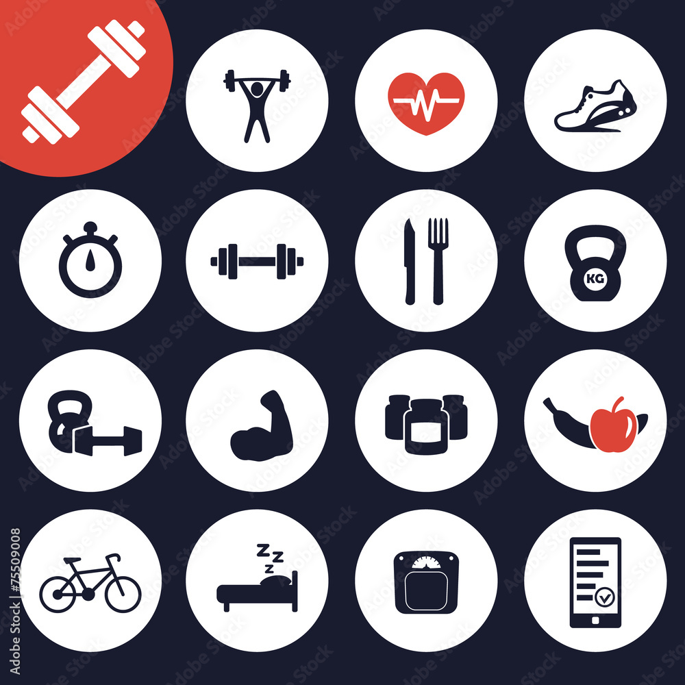 15 fitness, gym icons vector illustration, eps10