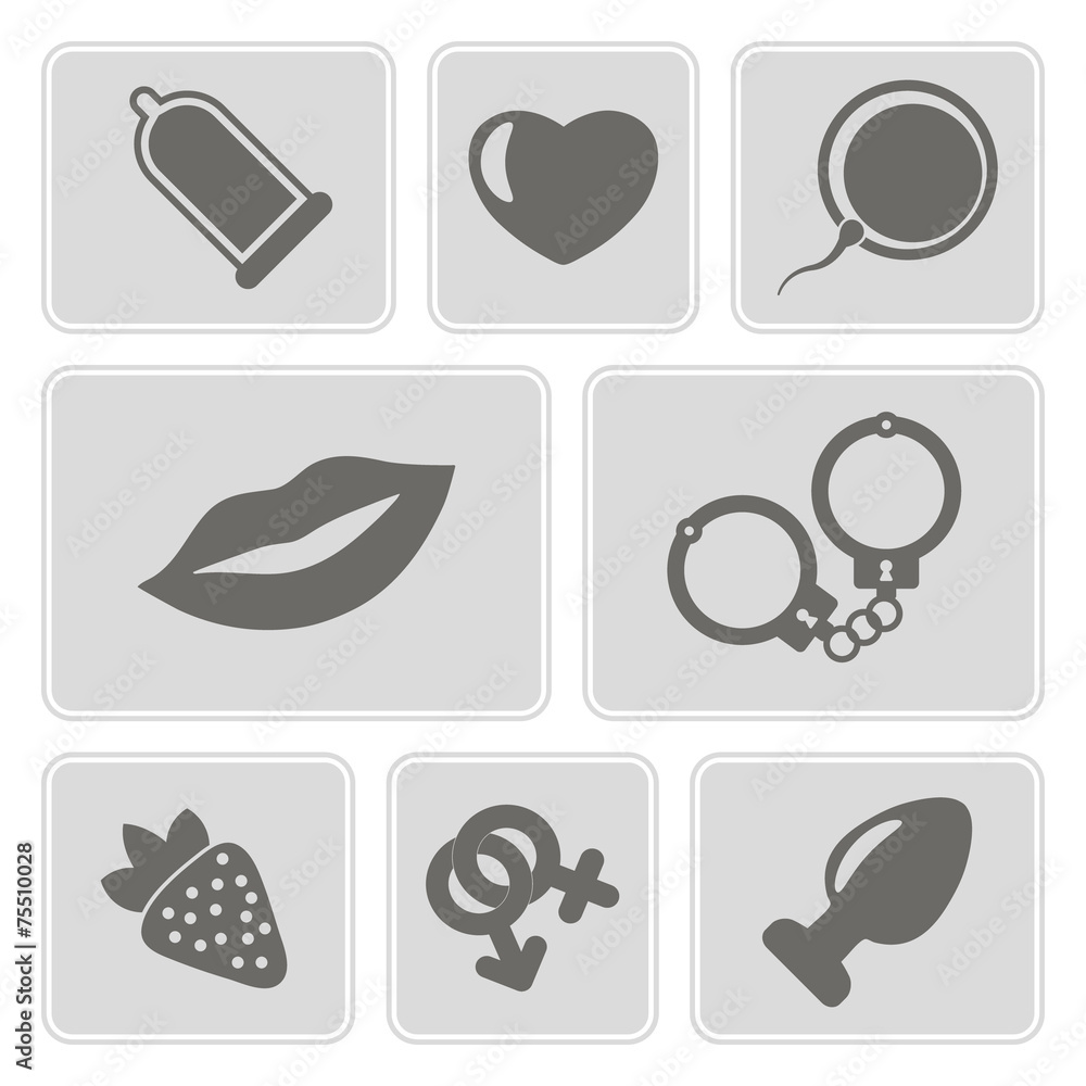 set of monochrome icons with sex symbols