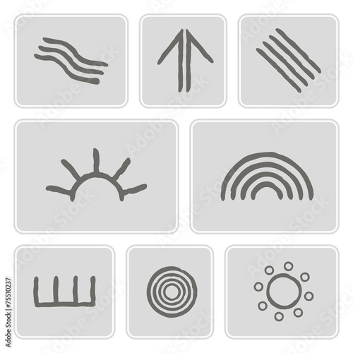 set of icons with symbols of Australian aboriginal art