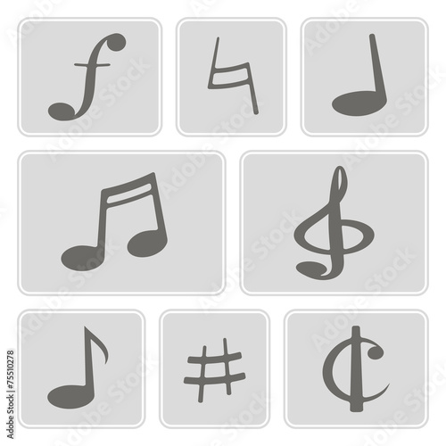 set of monochrome icons with musical symbols for your design