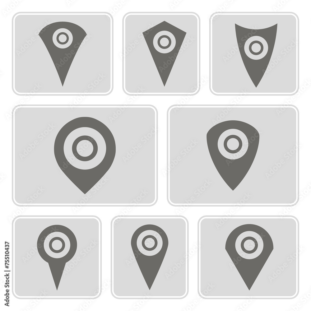 set of monochrome icons with location symbols for your design set of monochrome icons with location symbols for your design