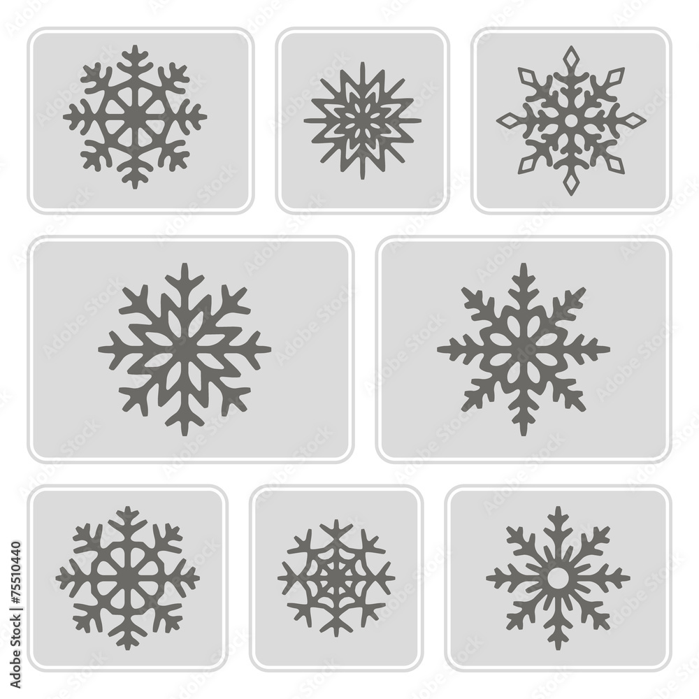 set of monochrome icons with snowflakes for your design set of monochrome icons with snowflakes for your design