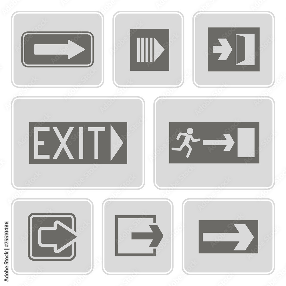 set of monochrome icons with exit signs for your design set of monochrome icons with exit signs for your design