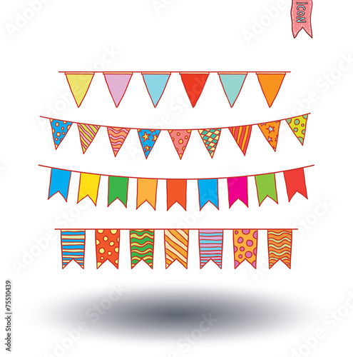 Bunting collection set, vector illustration.