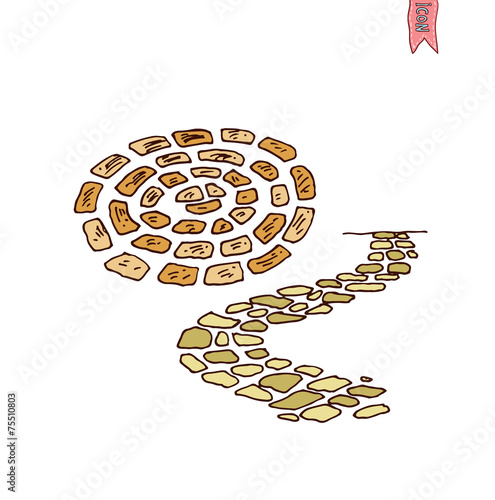stone road in the garden, Walkway brick, vector illustration.