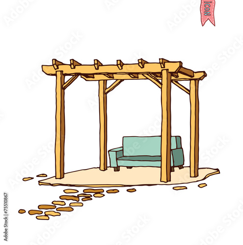 Wooden pergola, vector illustration.