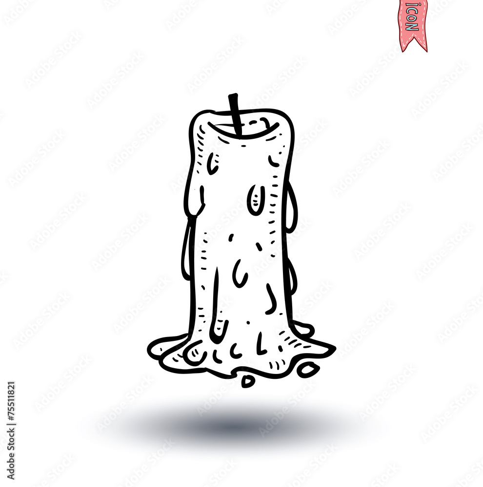 Candle icon, hand drawn vector illustration. Candle icon, hand drawn vector illustration.