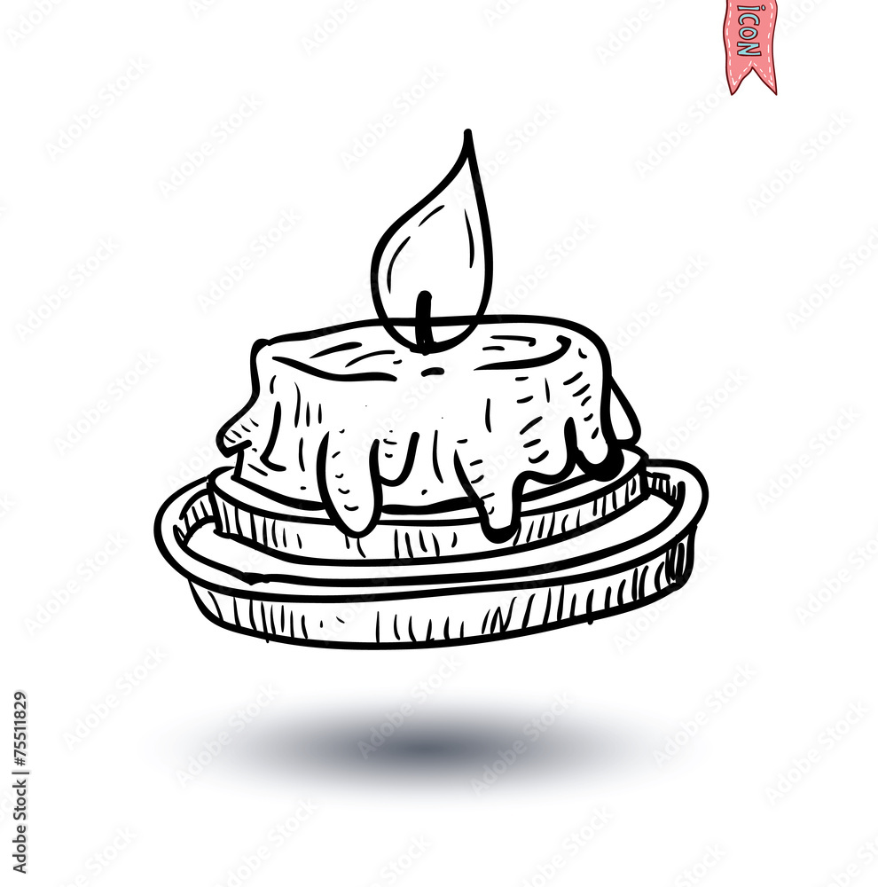 Candle icon, hand drawn vector illustration.