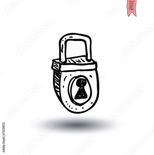 lock icon, Hand-drawn vector illustration.