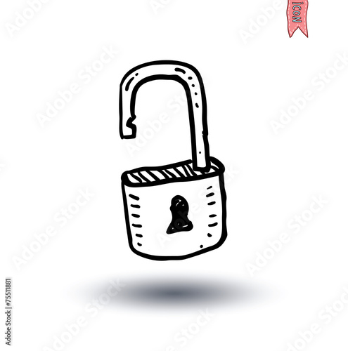 lock icon, Hand-drawn vector illustration.