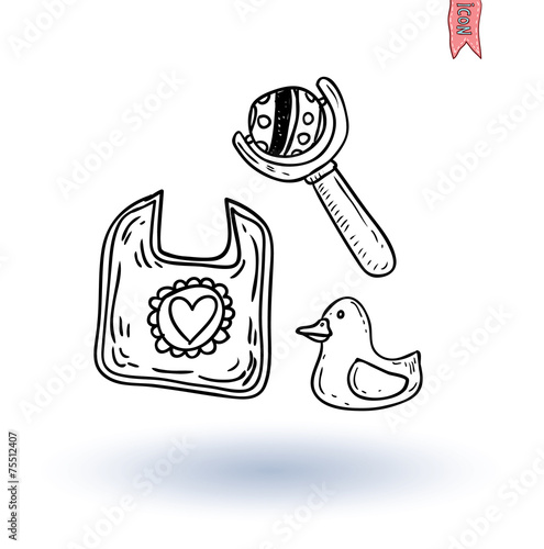 baby rattle toy, vector illustration