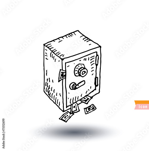 Safe icon,hand drawn vector illustration