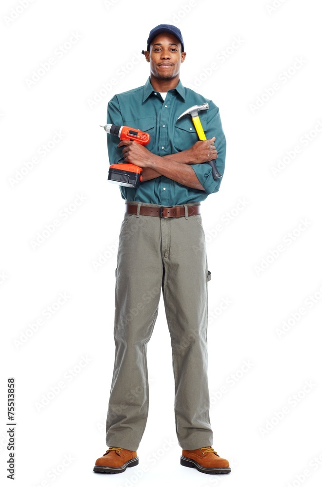 African American worker man. African American worker man.