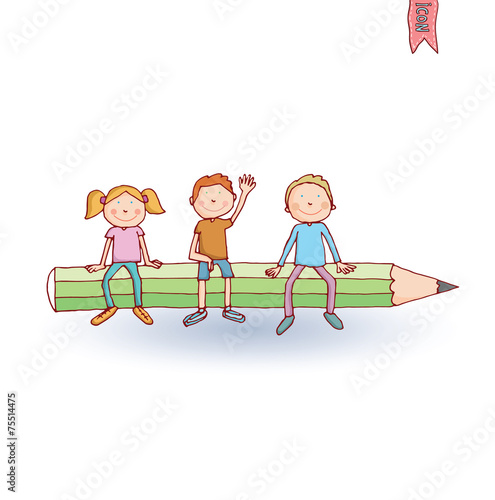 Kid school, vector illustration.