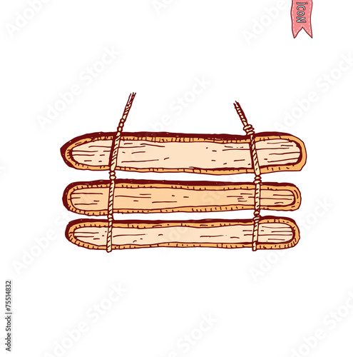 Hand drawn wooden road signs. Vector illustration.