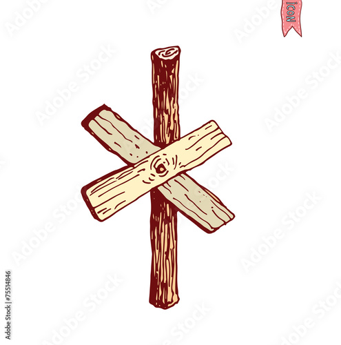 Hand drawn wooden road signs. Vector illustration.