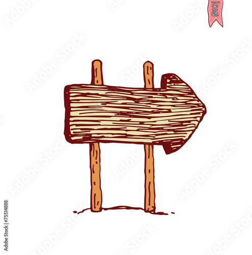 Hand drawn wooden road signs. Vector illustration.