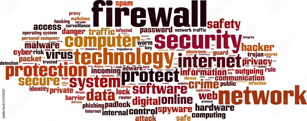 Firewall word cloud concept. Vector illustration