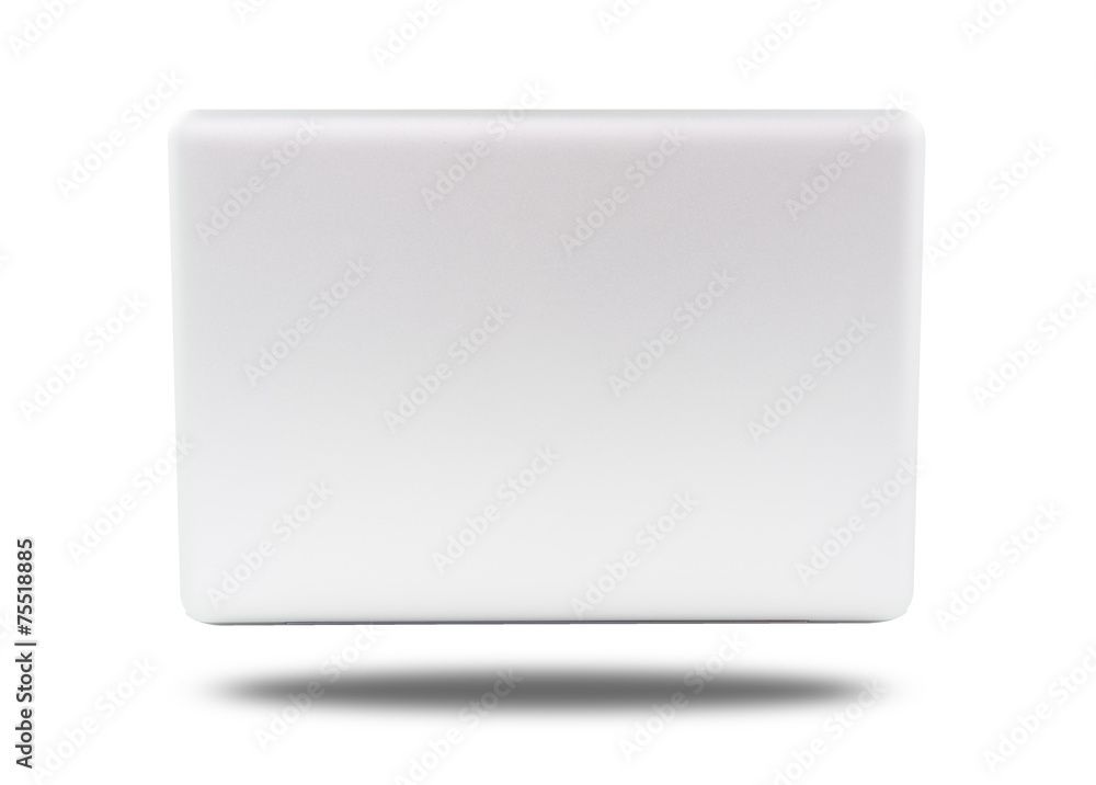 White Laptop with blank screen White Laptop with blank screen