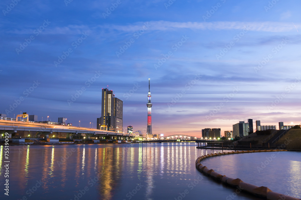 夕焼けトワイライト 東京スカイツリーライトアップ （2014年12月）