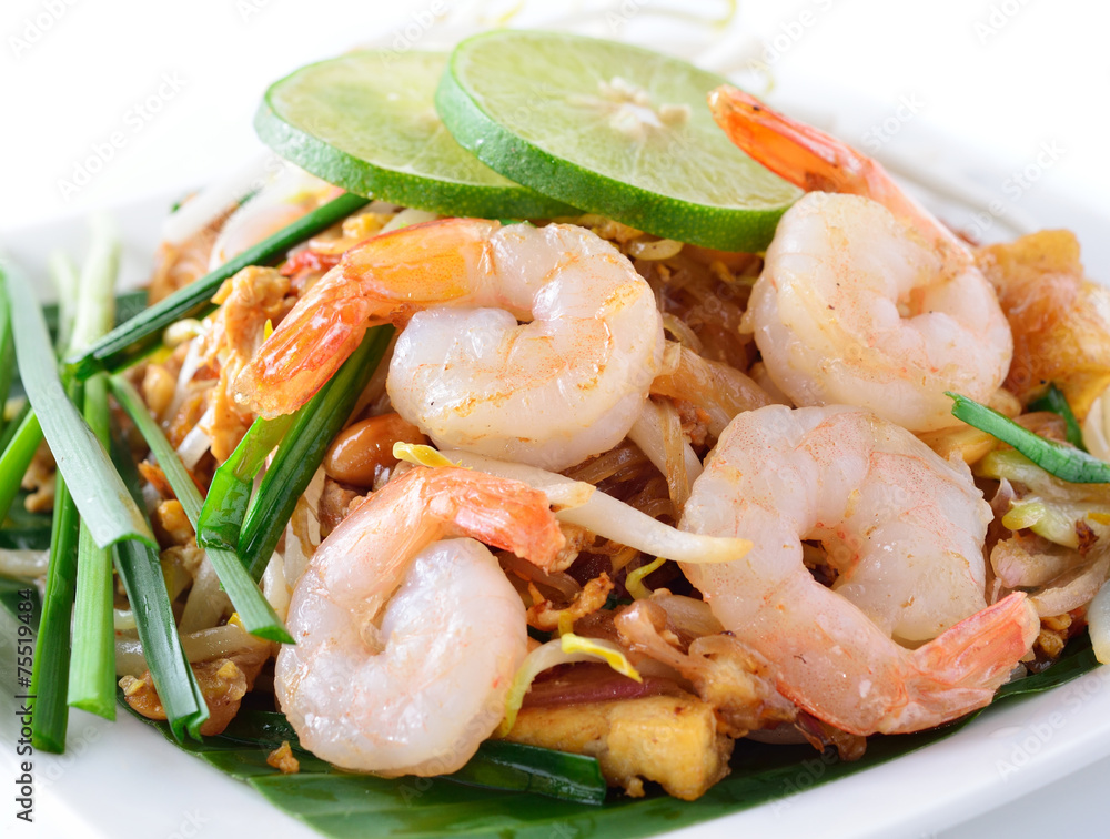Pad Thai with shrimp, Thai noodle style Pad Thai with shrimp, Thai noodle style