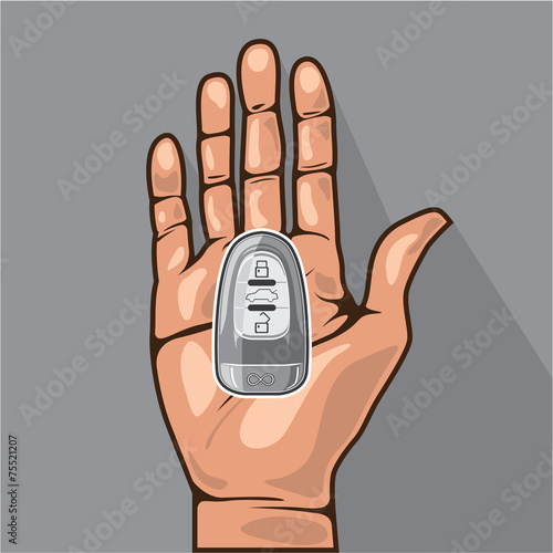 Car key in a hand vector