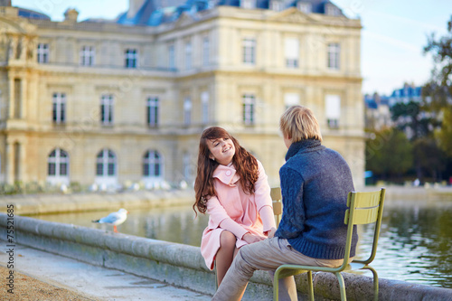 Couple in the Luxembourg garden of Paris