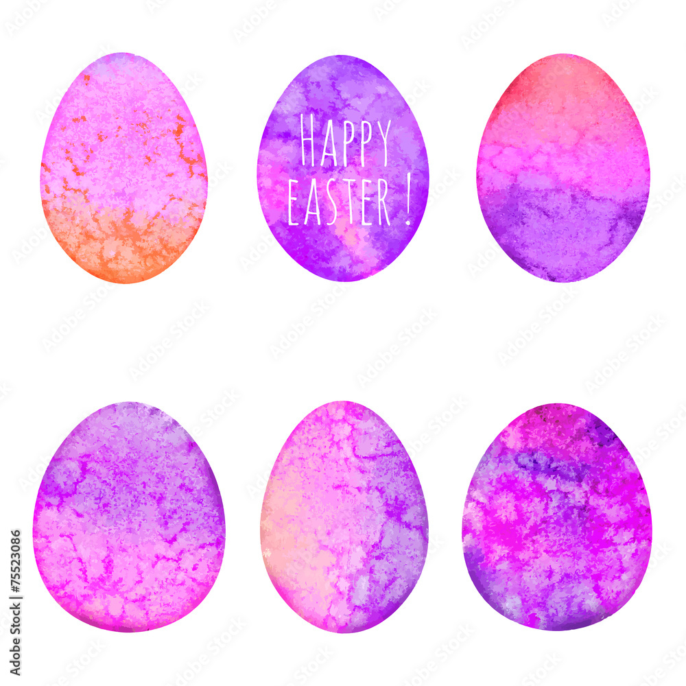 Set of watercolor eggs. Easter design elements. Set of watercolor eggs. Easter design elements.