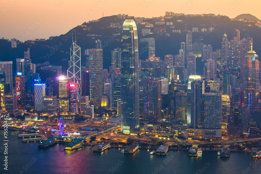 Skyline of Hong Kong, China.